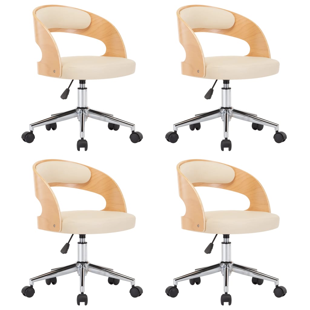 Chaises pivotantes à manger lot de 4 bois courbé et similicuir - XIOS