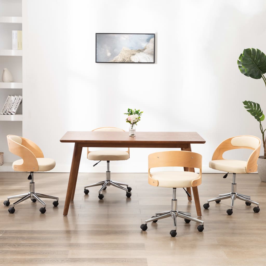 Chaises pivotantes à manger lot de 4 bois courbé et similicuir - XIOS