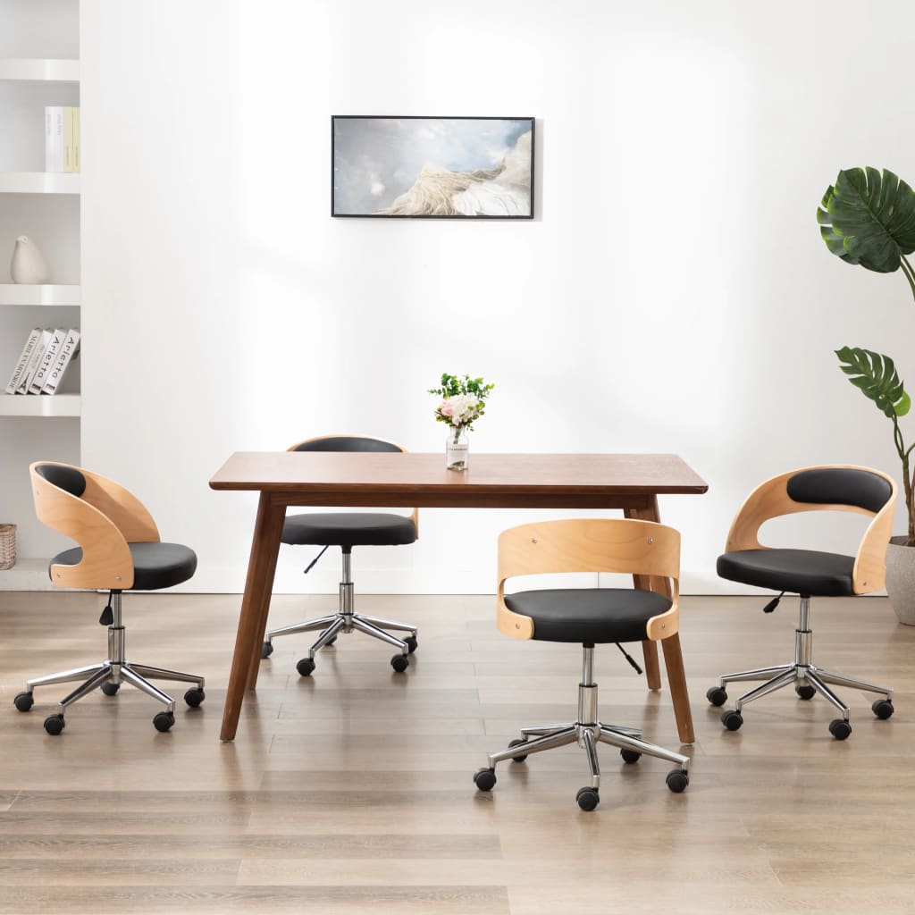 Chaises pivotantes à manger lot de 4 bois courbé et similicuir - XIOS