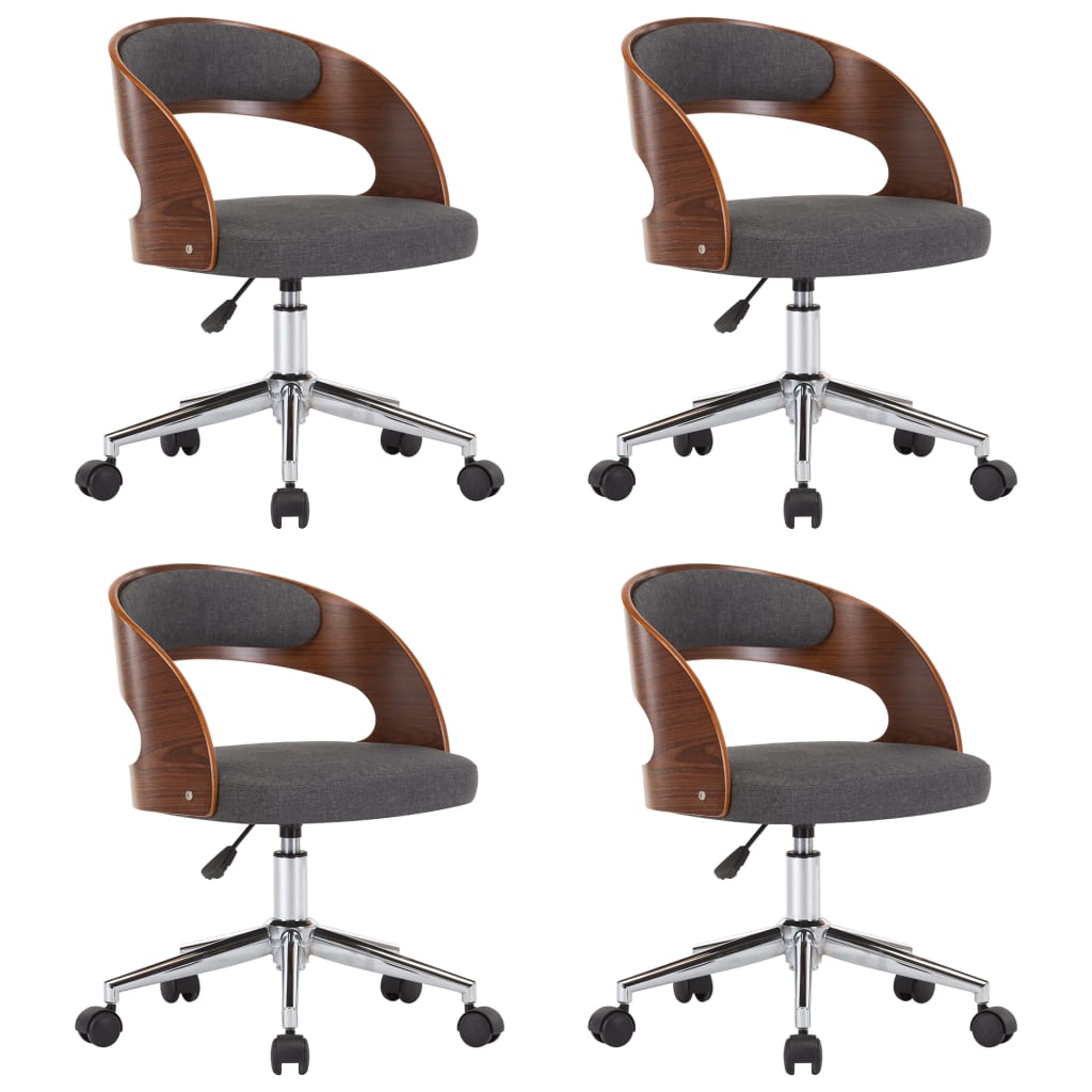 Chaises pivotantes à manger lot de 4 gris bois courbé et tissu - XIOS