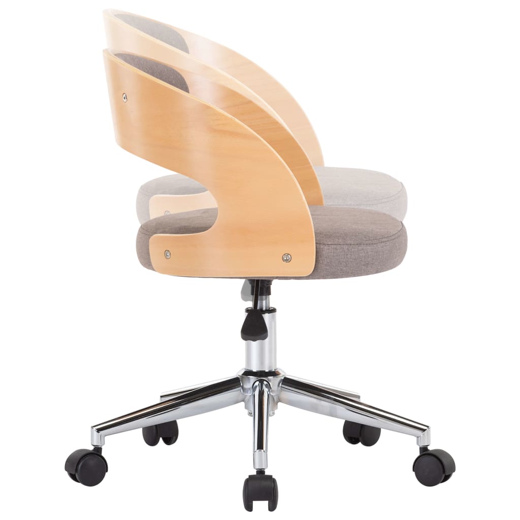 Chaises pivotantes à manger lot de 4 taupe bois courbé et tissu - XIOS