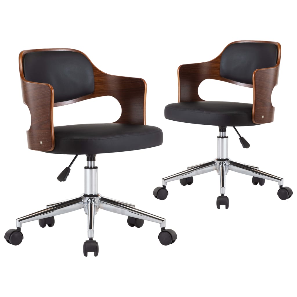 Chaises pivotantes à manger lot de 2 bois courbé et similicuir - XIOS