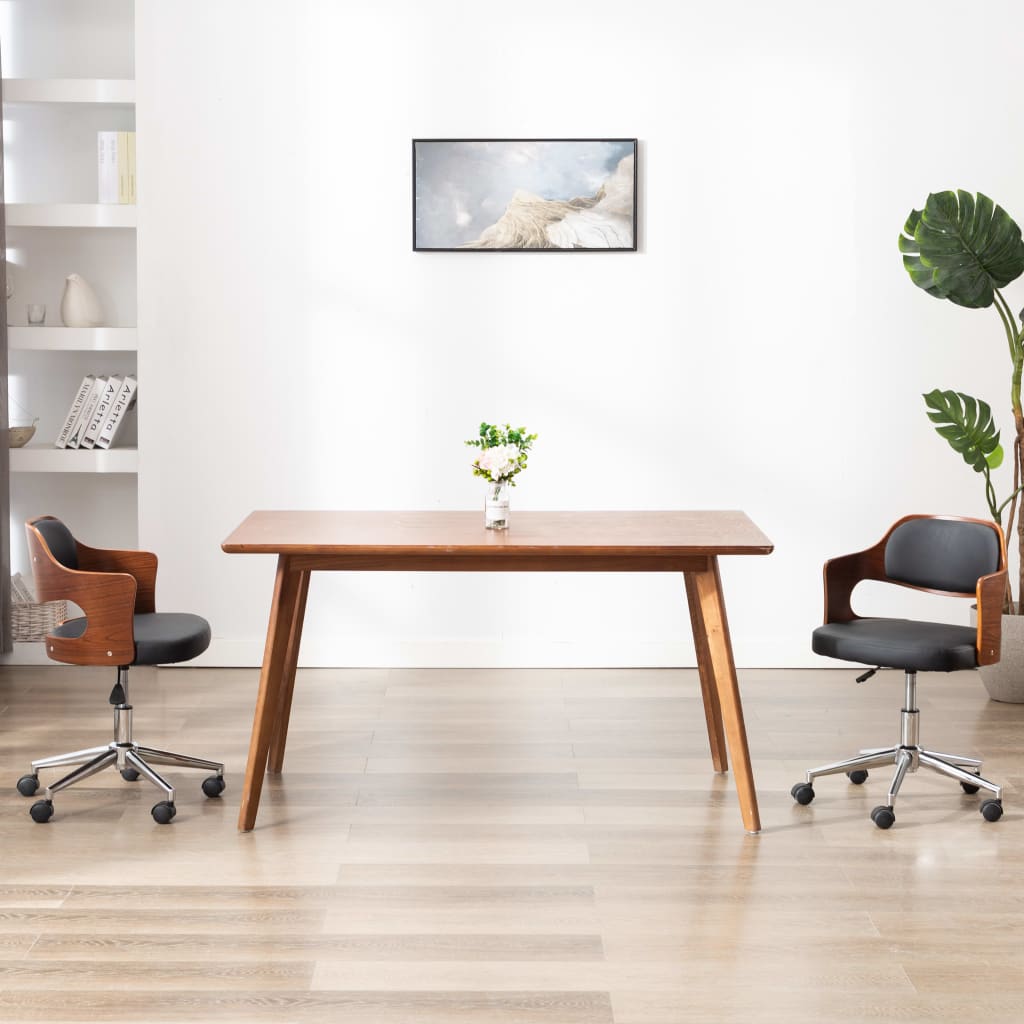 Chaises pivotantes à manger lot de 2 bois courbé et similicuir - XIOS