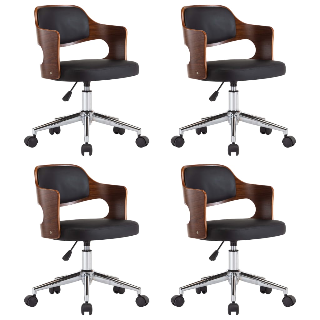 Chaises pivotantes à manger lot de 4 bois courbé et similicuir - XIOS