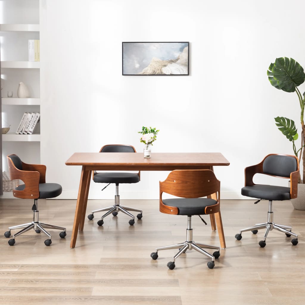 Chaises pivotantes à manger lot de 4 bois courbé et similicuir - XIOS