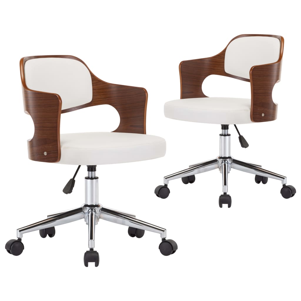 Chaises pivotantes à manger lot de 2 bois courbé et similicuir - XIOS