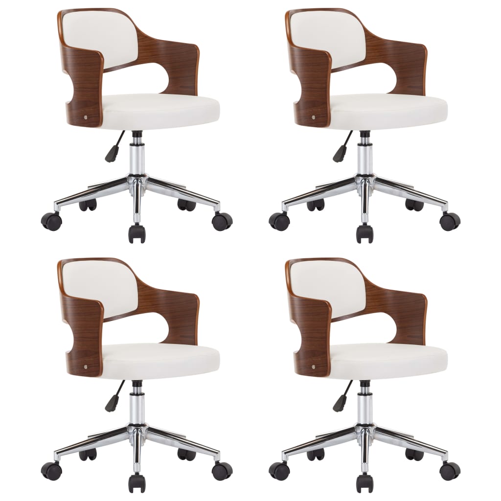 Chaises pivotantes à manger lot de 4 bois courbé et similicuir - XIOS