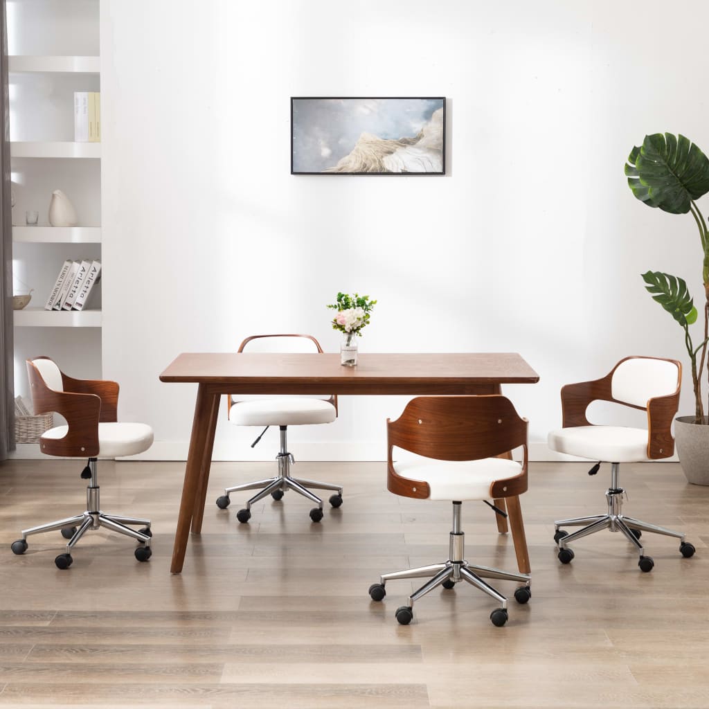 Chaises pivotantes à manger lot de 4 bois courbé et similicuir - XIOS