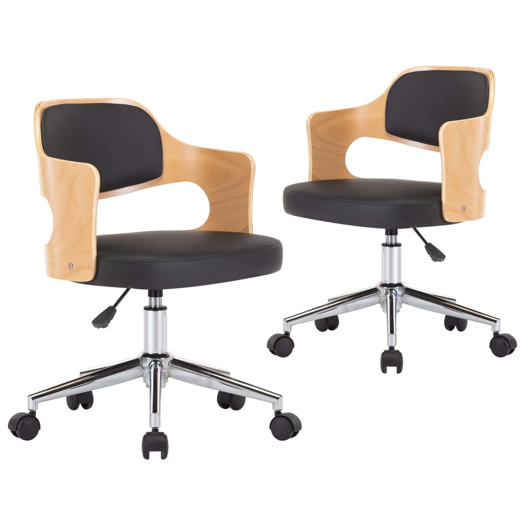 Chaises pivotantes à manger lot de 2 bois courbé et similicuir - XIOS