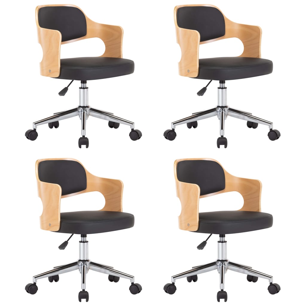 Chaises pivotantes à manger lot de 4 bois courbé et similicuir - XIOS