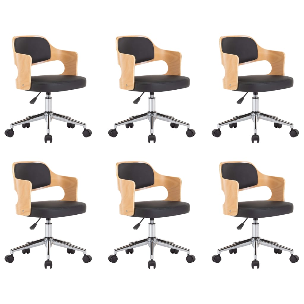 Chaises pivotantes à manger lot de 6 bois courbé et similicuir - XIOS