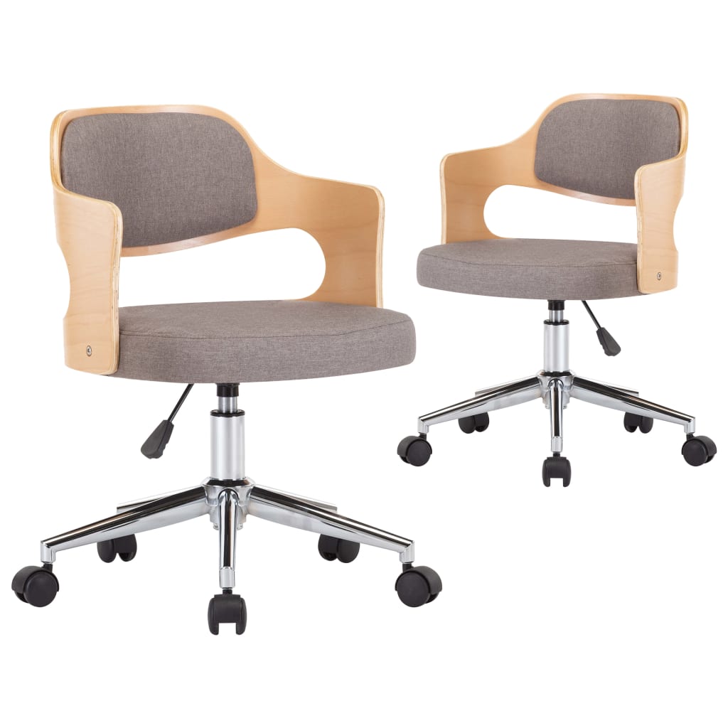 Chaises pivotantes à manger lot de 2 taupe bois courbé et tissu - XIOS