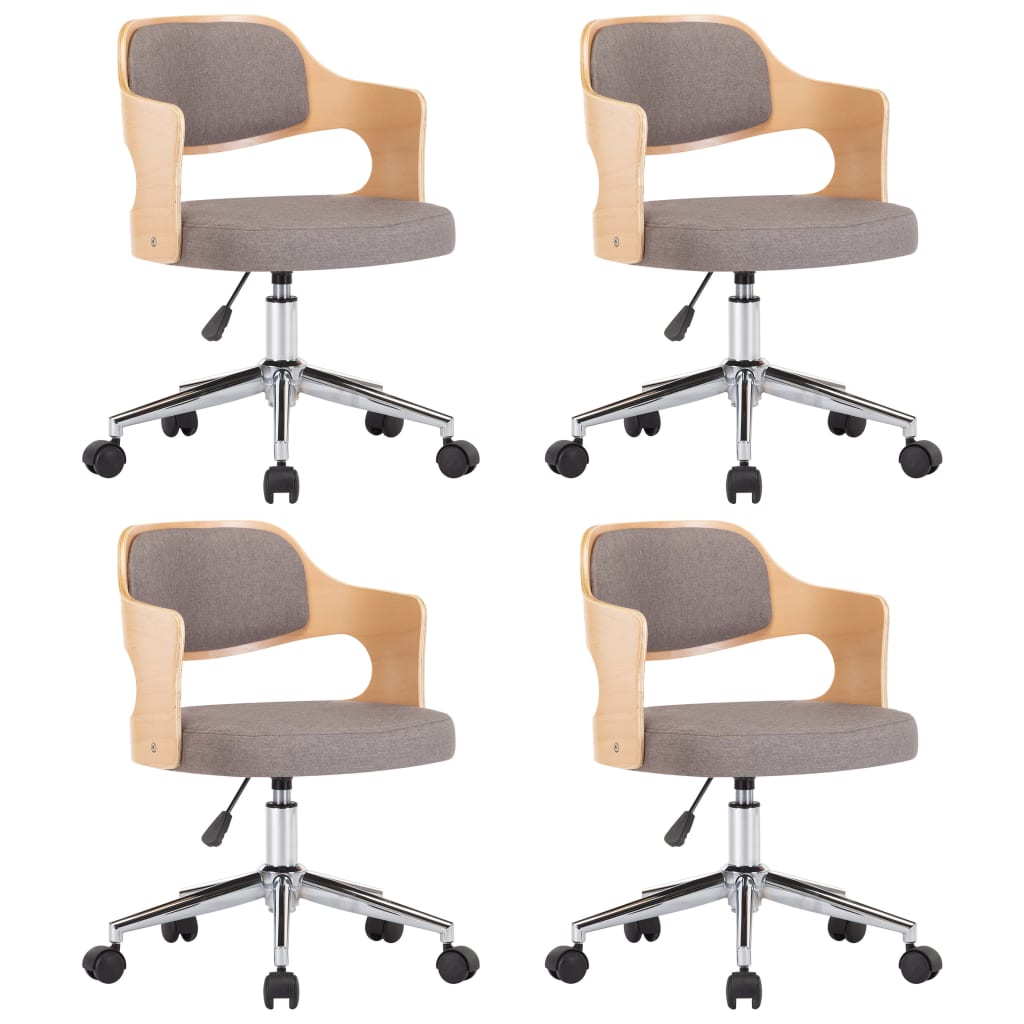 Chaises pivotantes à manger lot de 4 taupe bois courbé et tissu - XIOS
