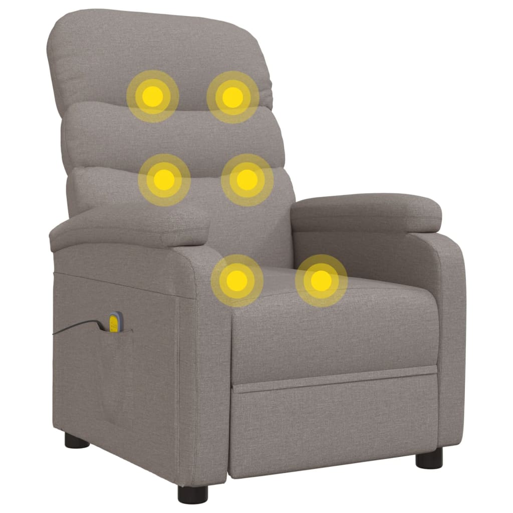 Fauteuil de massage Taupe Tissu Fauteuils électriques vidaXL