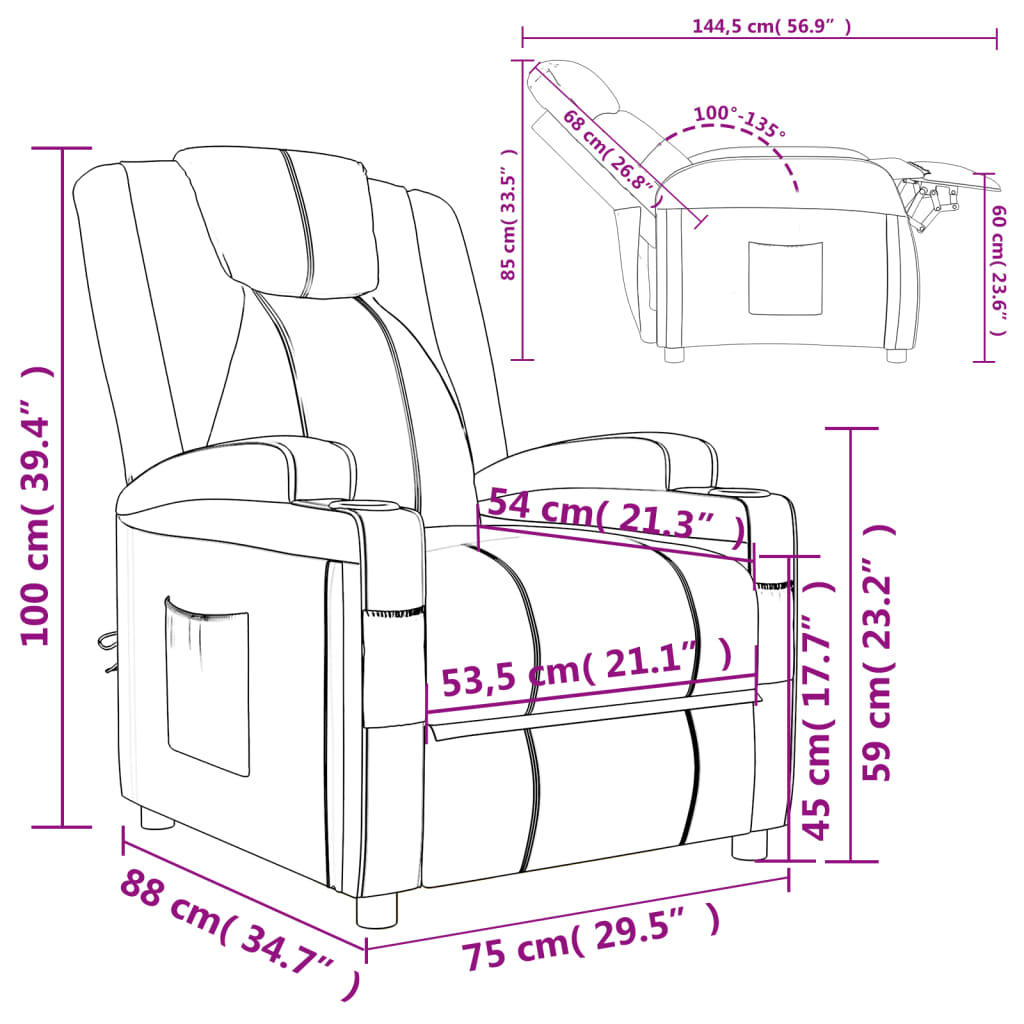 Fauteuil de massage Noir Similicuir