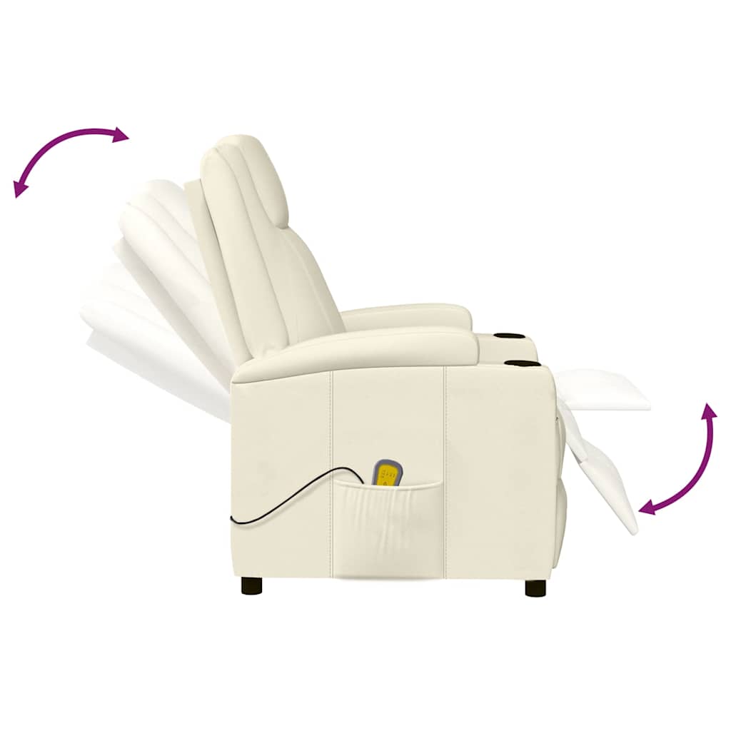 Fauteuil de massage blanc crème similicuir