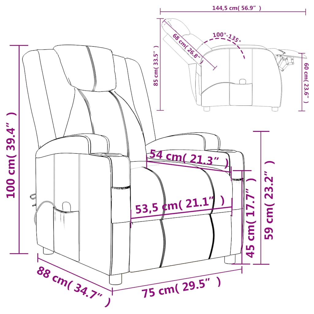 Fauteuil de massage Anthracite Similicuir