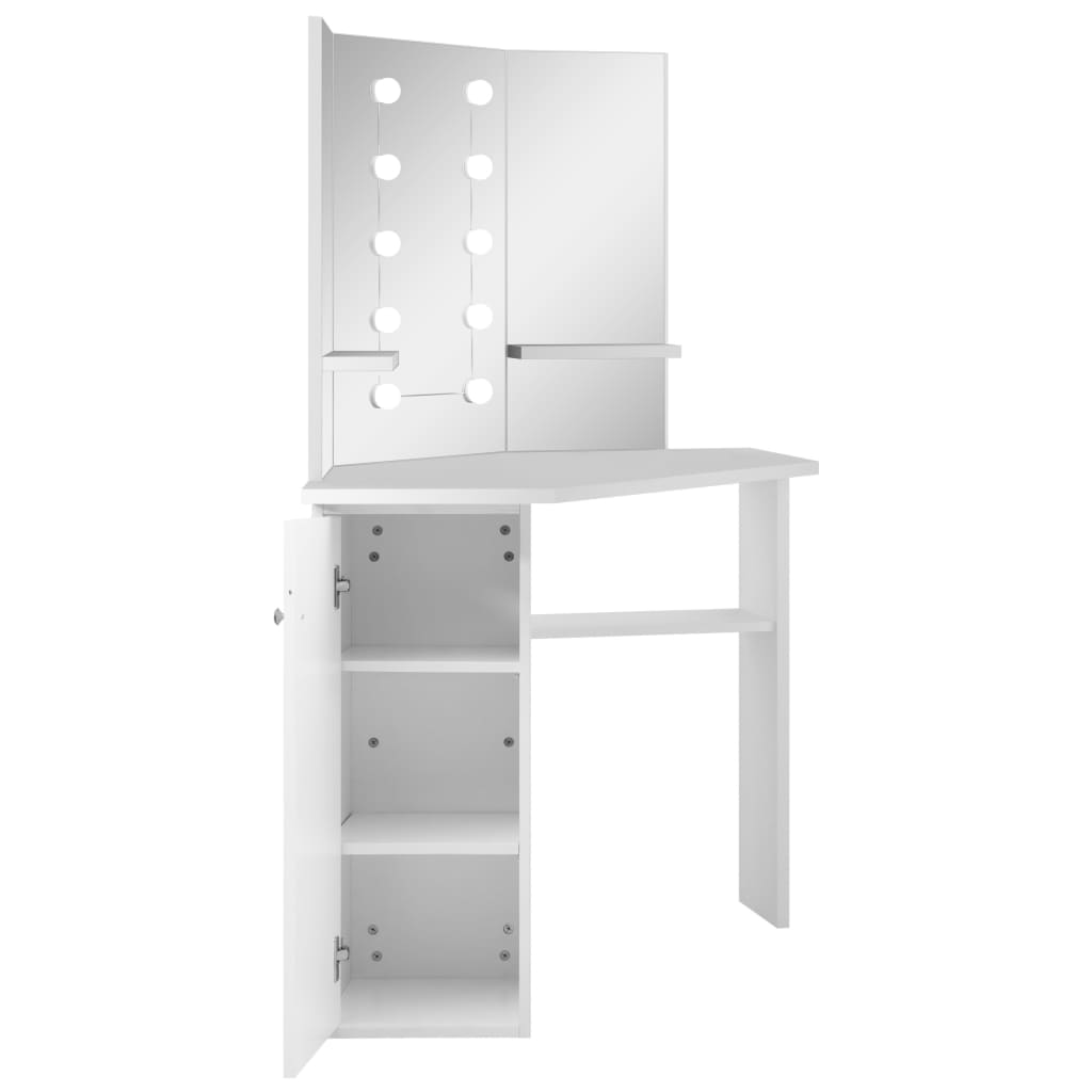 Coiffeuse d'angle table de maquillage lumière LED Blanc clair - XIOS