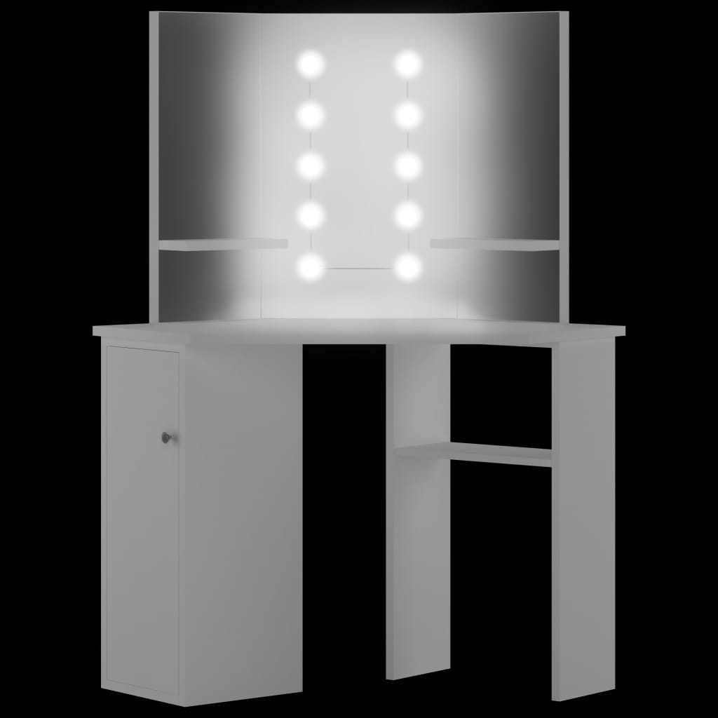 Coiffeuse d'angle table de maquillage lumière LED Blanc clair - XIOS