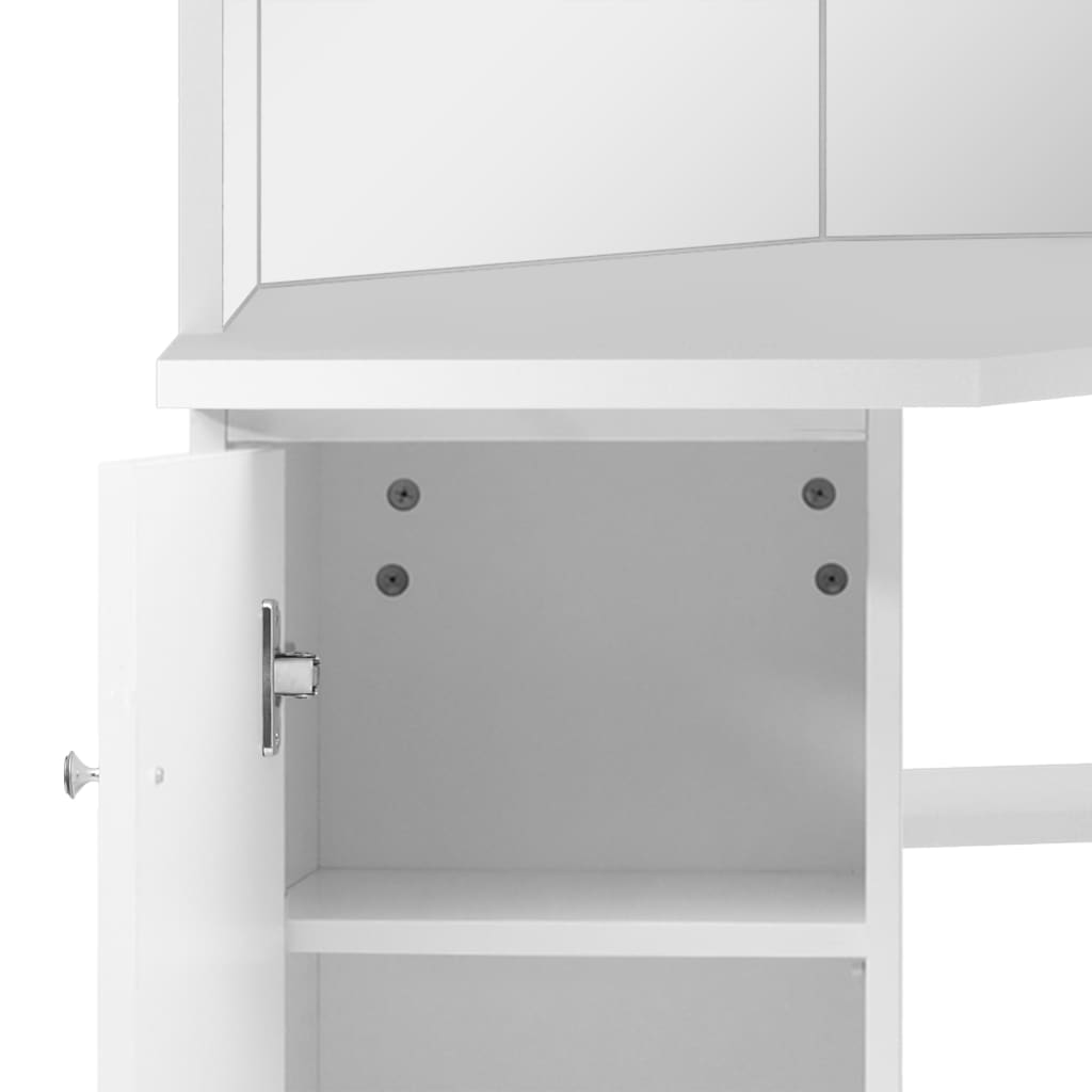 Coiffeuse d'angle table de maquillage lumière LED Blanc clair - XIOS