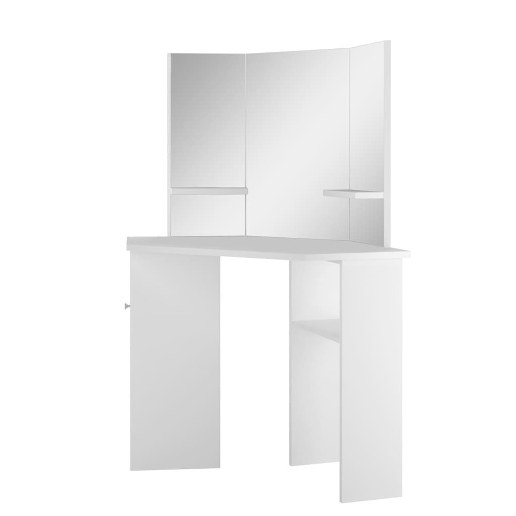 Coiffeuse d'angle Table de maquillage cosmétique Blanc - XIOS