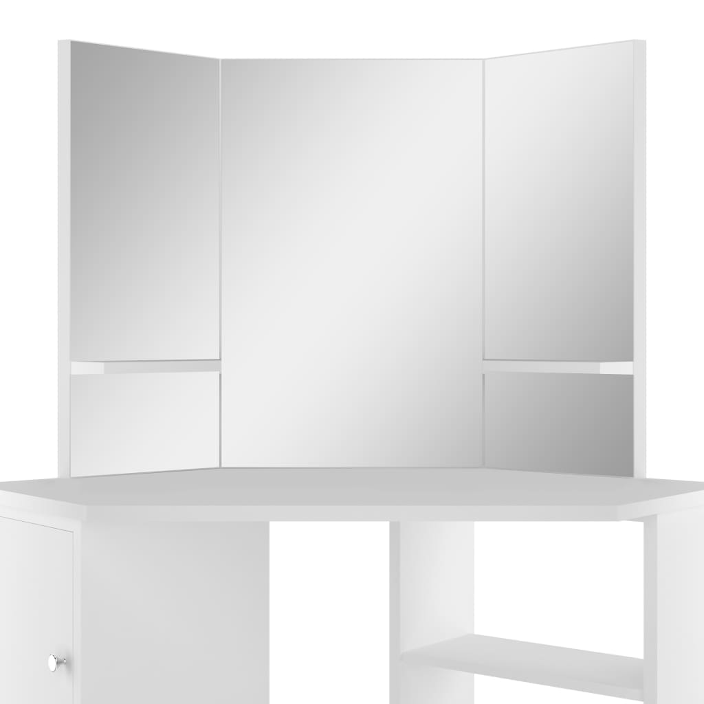 Coiffeuse d'angle Table de maquillage cosmétique Blanc - XIOS