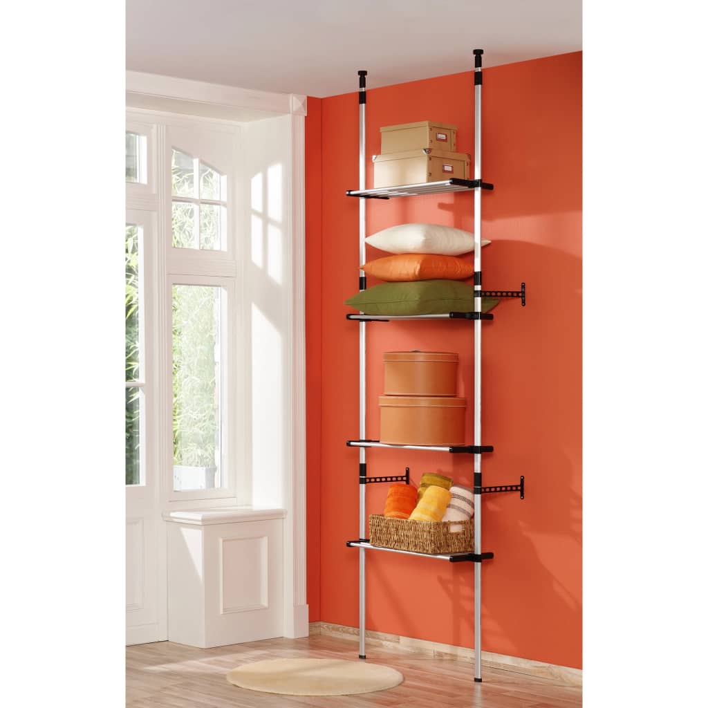Système de garde-robe télescopique avec étagères Aluminium - XIOS