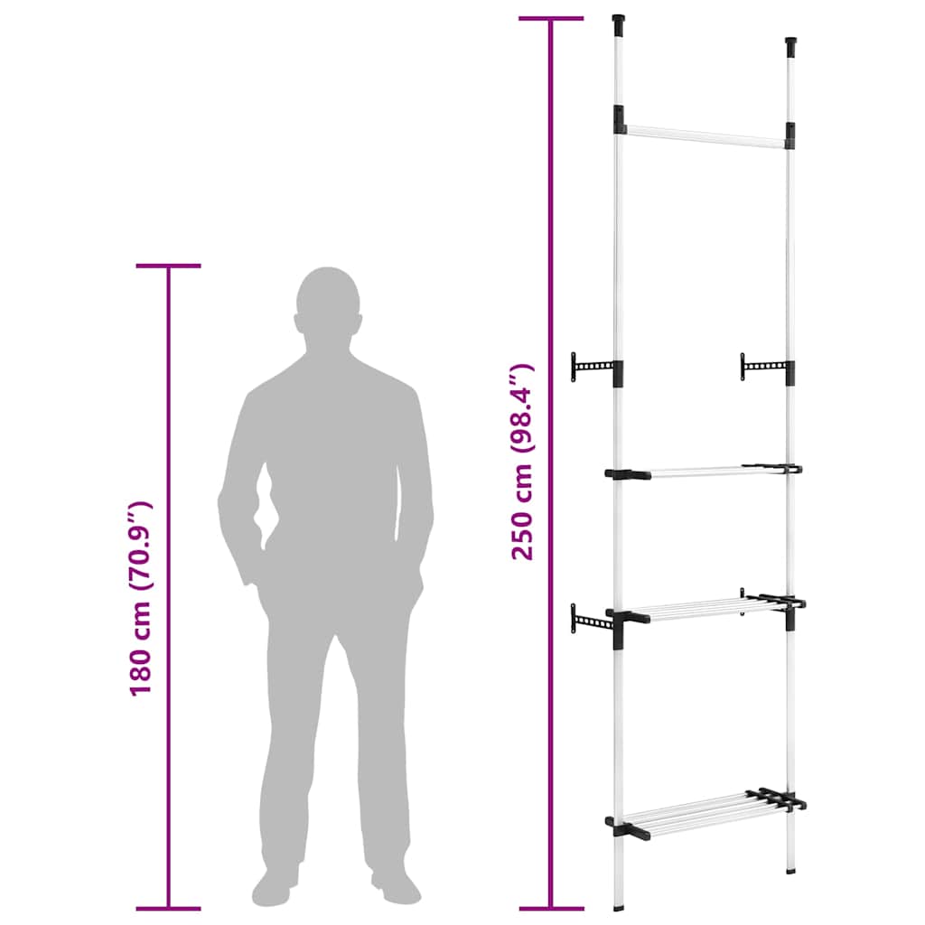 Système de garde-robe télescopique barres et étagère Aluminium - XIOS