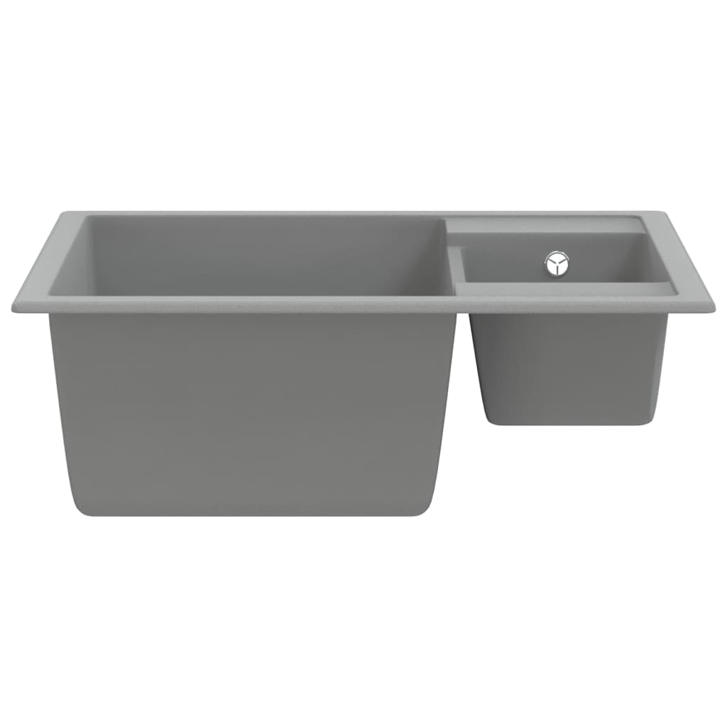 Évier de cuisine et deux lavabos trou de trop-plein Gris Granit Éviers & Plonges vidaXL