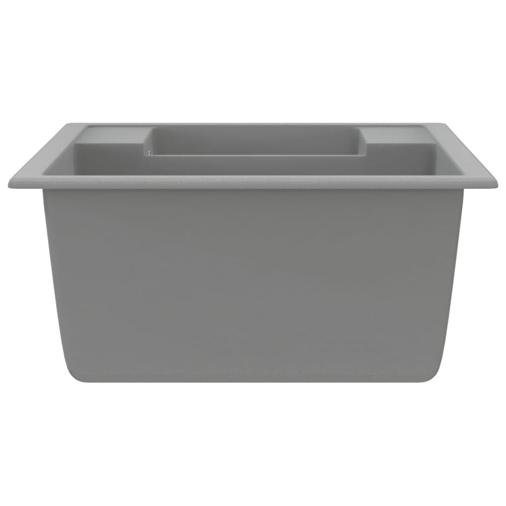 Évier de cuisine et deux lavabos trou de trop-plein Gris Granit Éviers & Plonges vidaXL