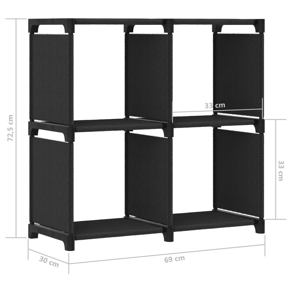 Étagère d'affichage 4 cubes Noir 69x30x72,5 cm Tissu - XIOS