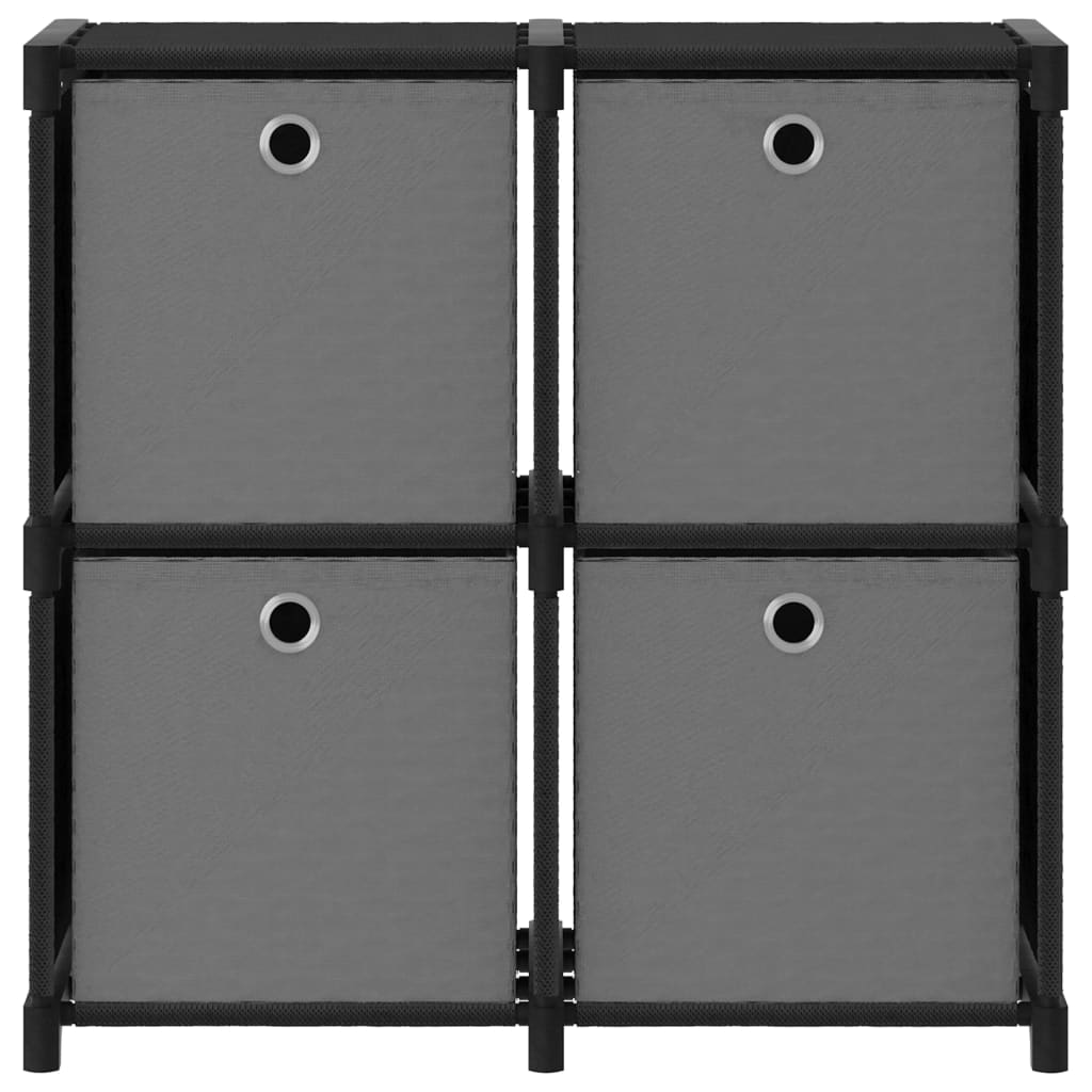 Étagère à 4 cubes avec boîtes Noir 69x30x72,5 cm Tissu - XIOS