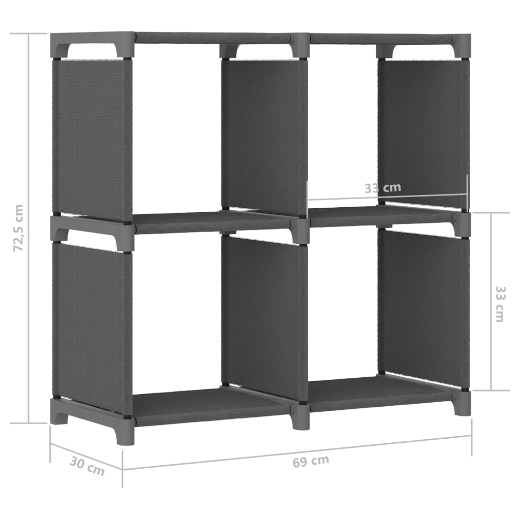 Étagère d'affichage 4 cubes Gris 69x30x72,5 cm Tissu - XIOS