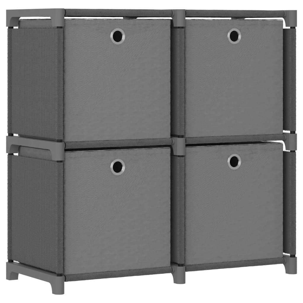 Étagère à 4 cubes avec boîtes Gris 69x30x72,5 cm Tissu - XIOS