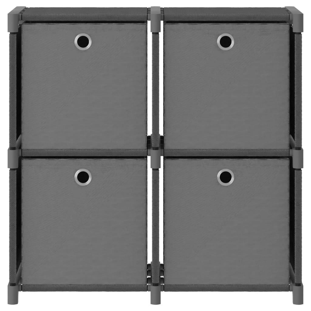 Étagère à 4 cubes avec boîtes Gris 69x30x72,5 cm Tissu - XIOS