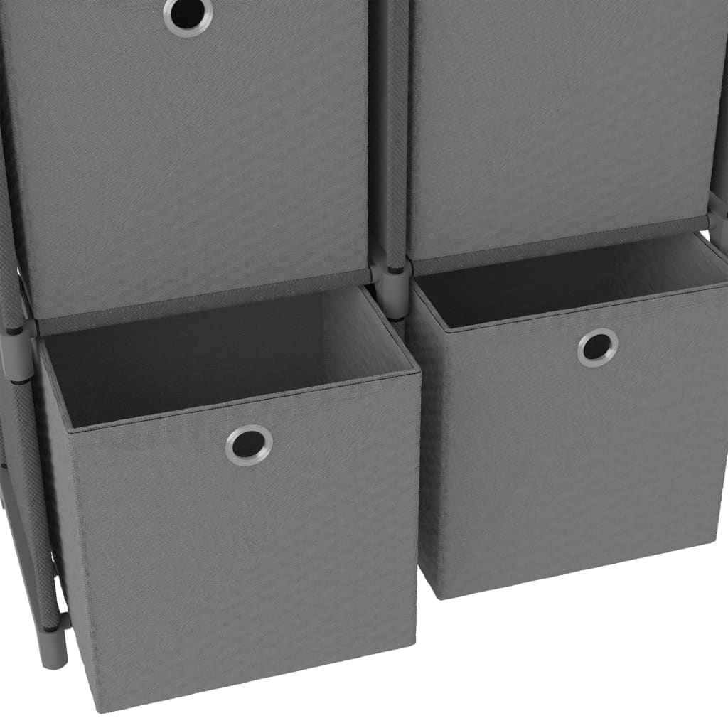 Étagère à 4 cubes avec boîtes Gris 69x30x72,5 cm Tissu - XIOS