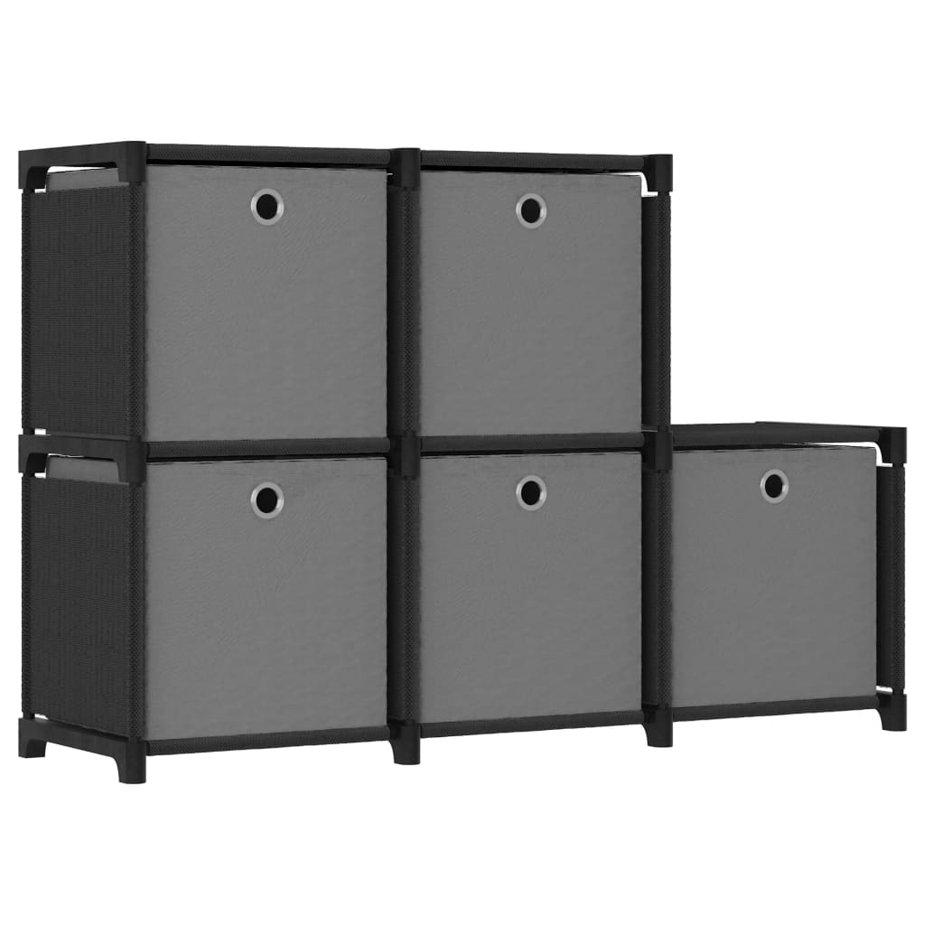 Étagère d'affichage 5 cubes et boîtes Noir 103x30x72,5 cm Tissu - XIOS