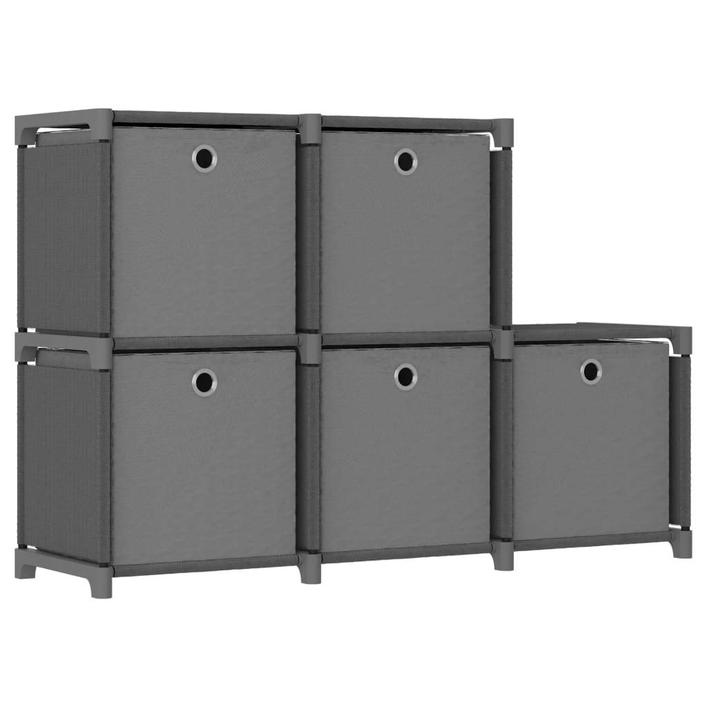 Étagère d'affichage 5 cubes et boîtes Gris 103x30x72,5 cm Tissu - XIOS