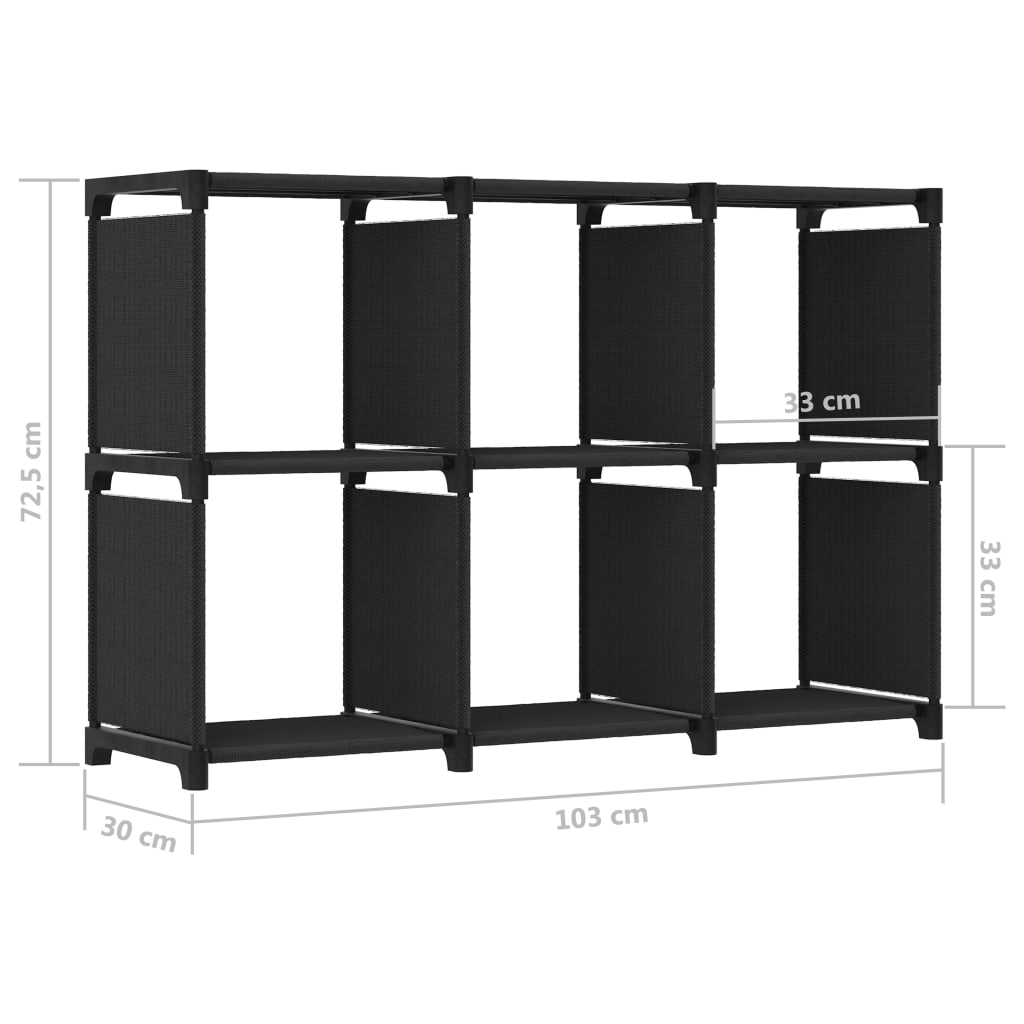 Étagère d'affichage 6 cubes Noir 103x30x72,5 cm Tissu - XIOS