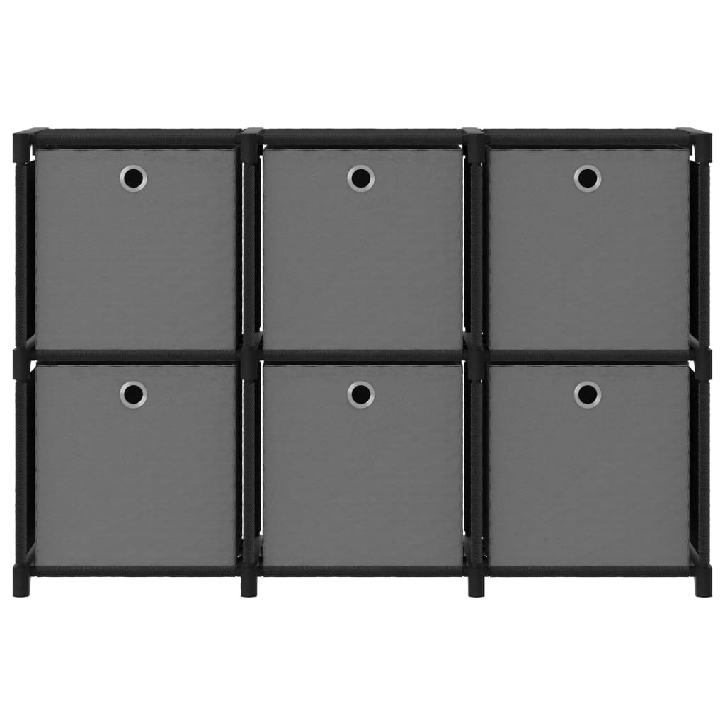 Étagère d'affichage 6 cubes et boîtes Noir 103x30x72,5 cm Tissu - XIOS