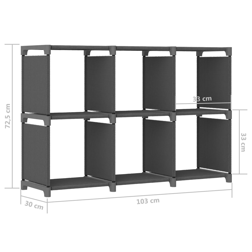 Étagère d'affichage 6 cubes Gris 103x30x72,5 cm Tissu - XIOS