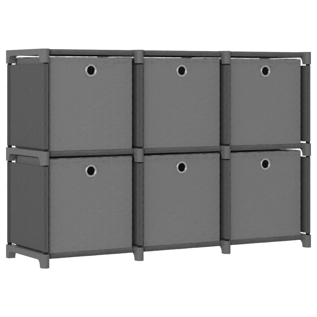 Étagère d'affichage 6 cubes et boîtes Gris 103x30x72,5 cm Tissu - XIOS