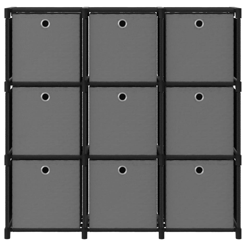 Étagère à 9 cubes avec boîtes Noir 103x30x107,5 cm Tissu - XIOS