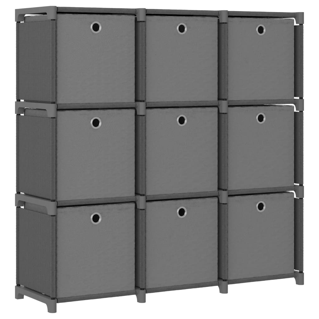 Étagère à 9 cubes avec boîtes Gris 103x30x107,5 cm Tissu - XIOS