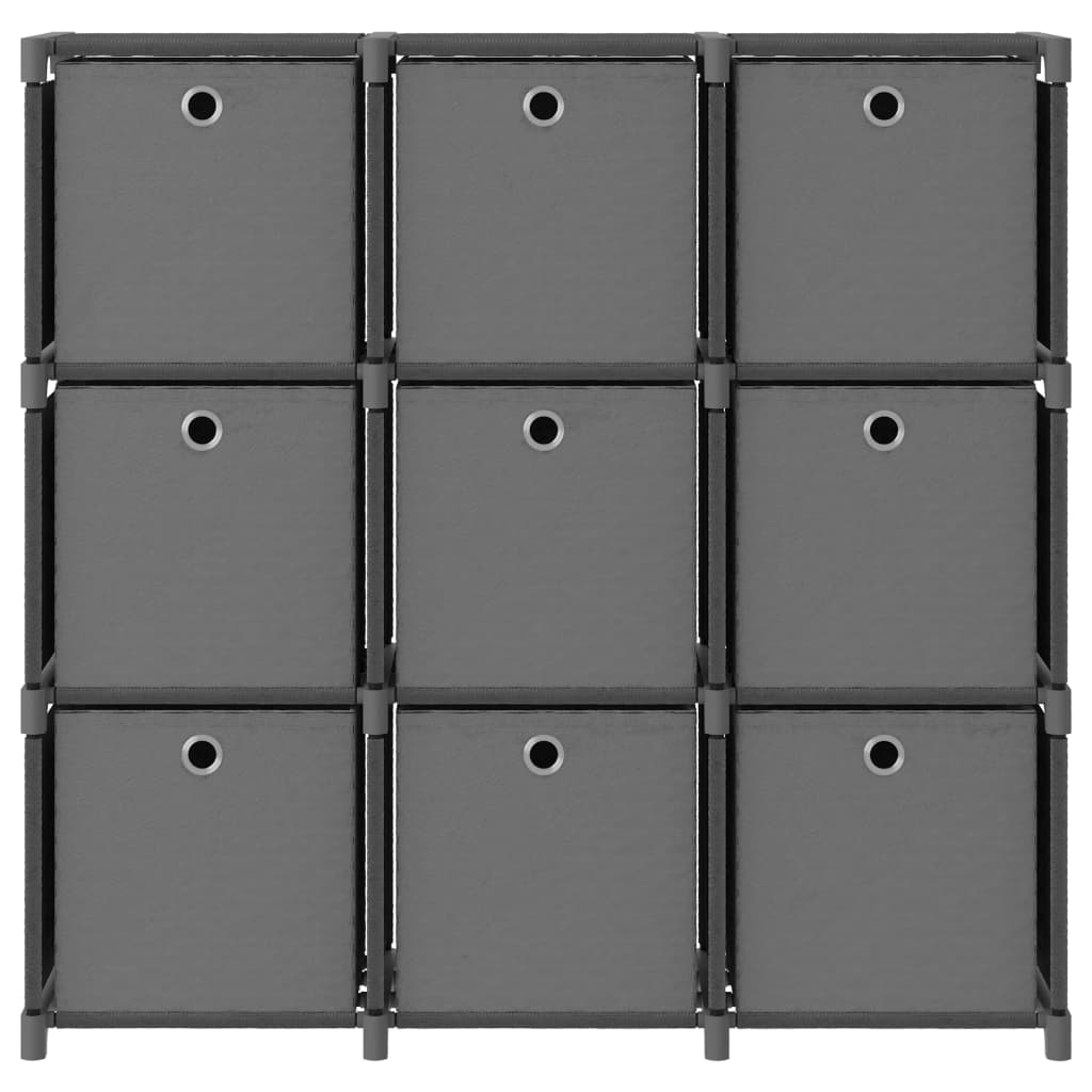 Étagère à 9 cubes avec boîtes Gris 103x30x107,5 cm Tissu - XIOS