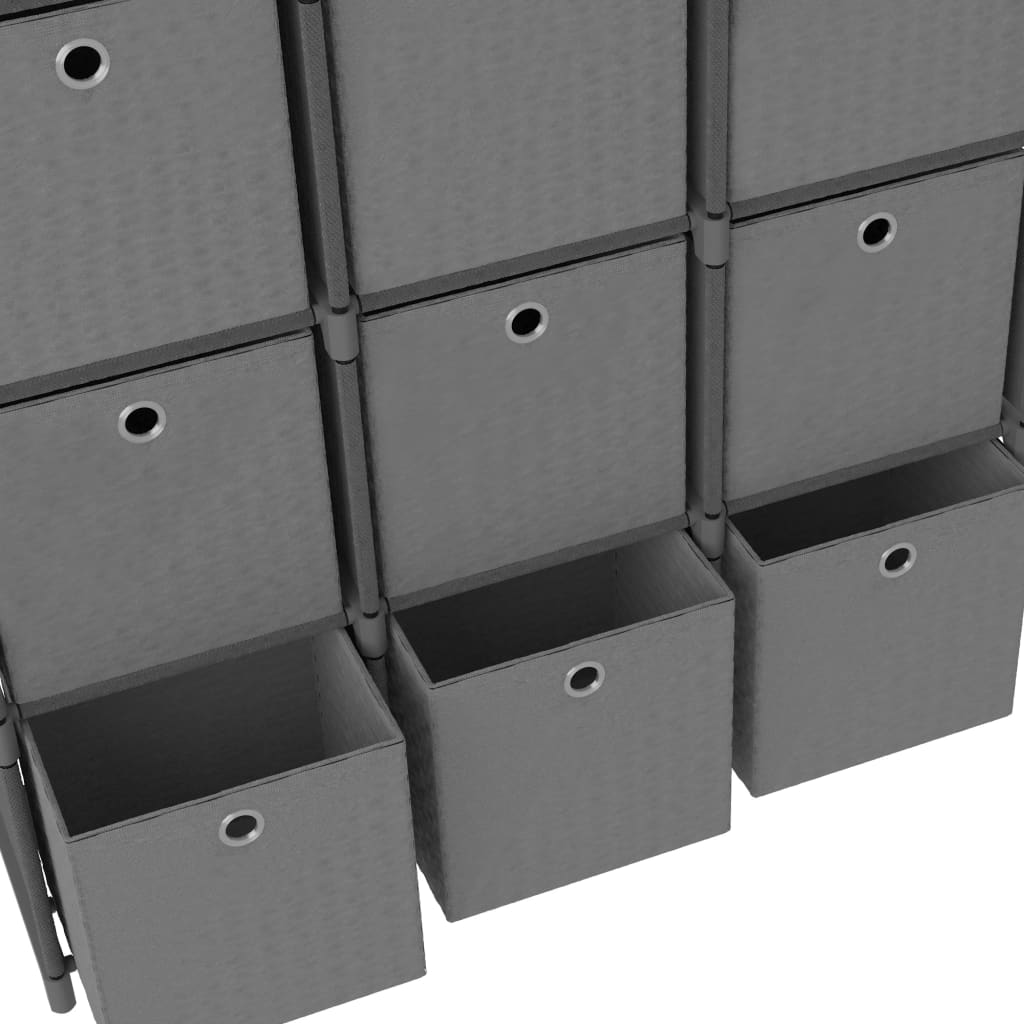 Étagère à 9 cubes avec boîtes Gris 103x30x107,5 cm Tissu - XIOS