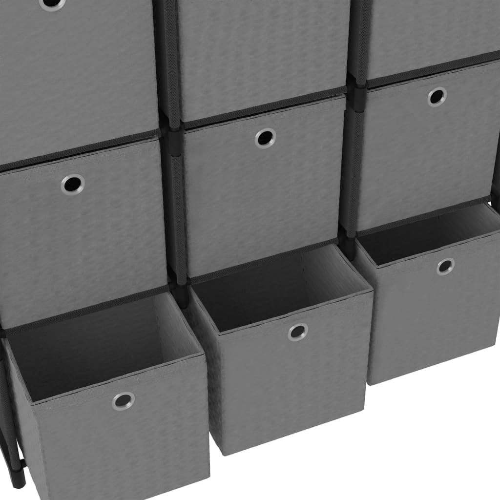 Étagère à 15 cubes avec boîtes Noir 103x30x175,5 cm Tissu - XIOS
