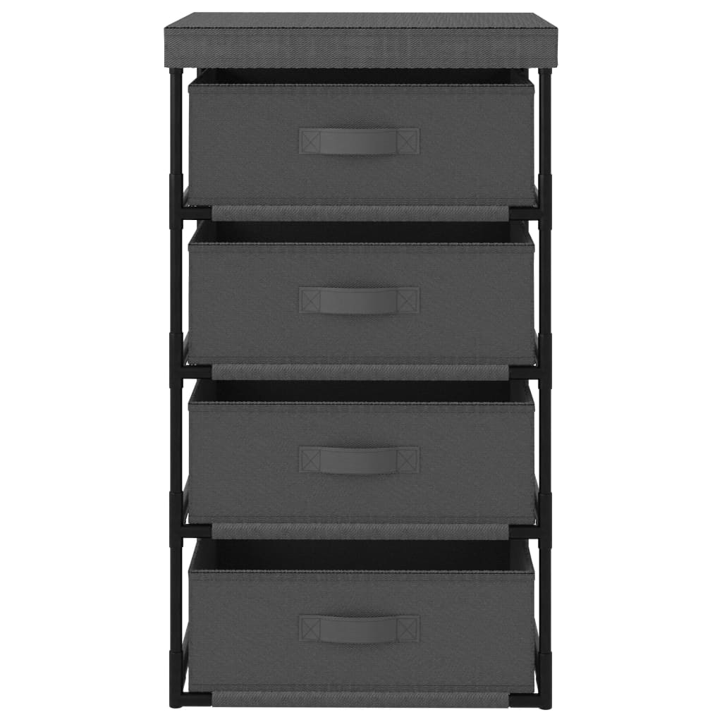 Étagère de rangement avec 4 paniers en tissu Acier Gris
