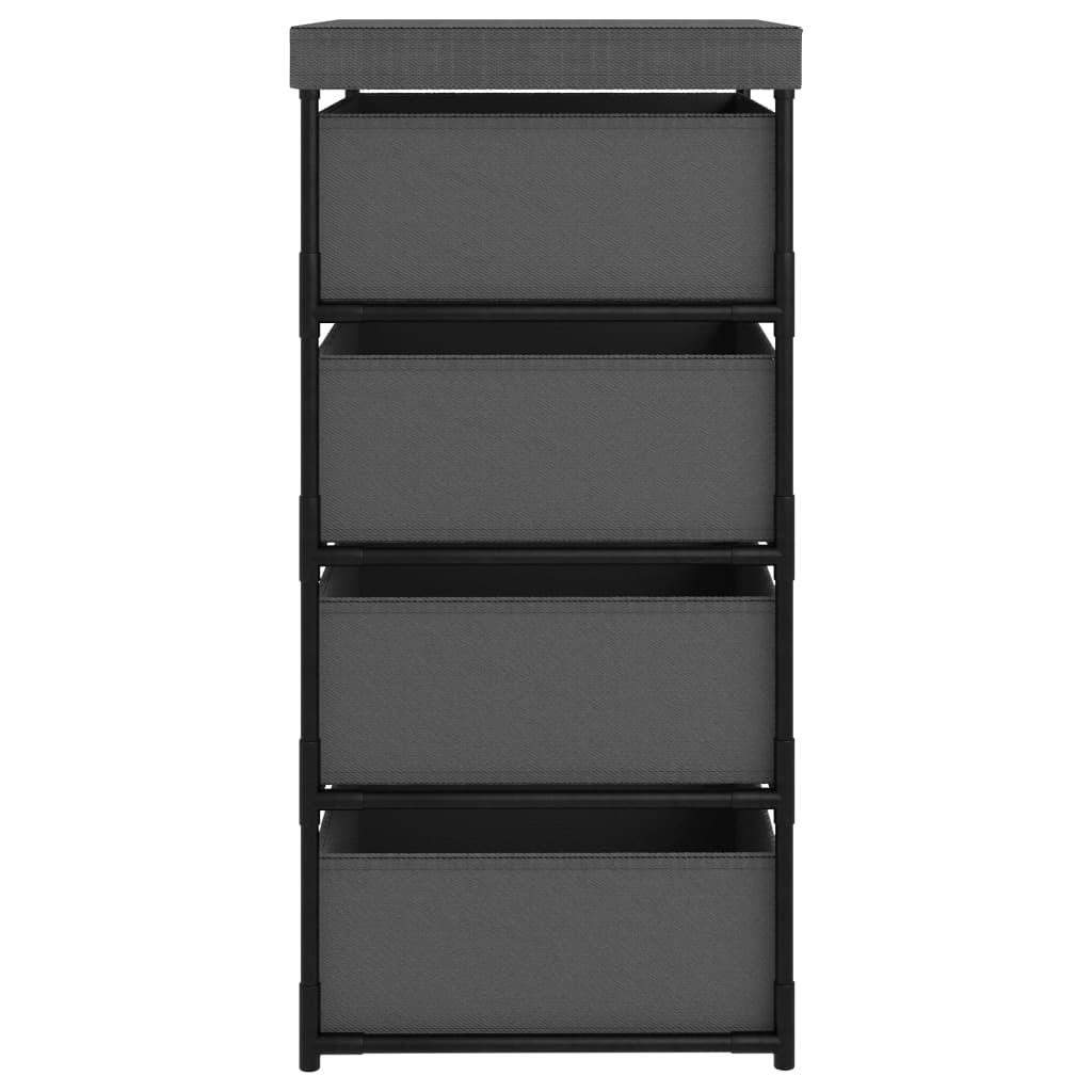 Étagère de rangement avec 4 paniers en tissu Acier Gris