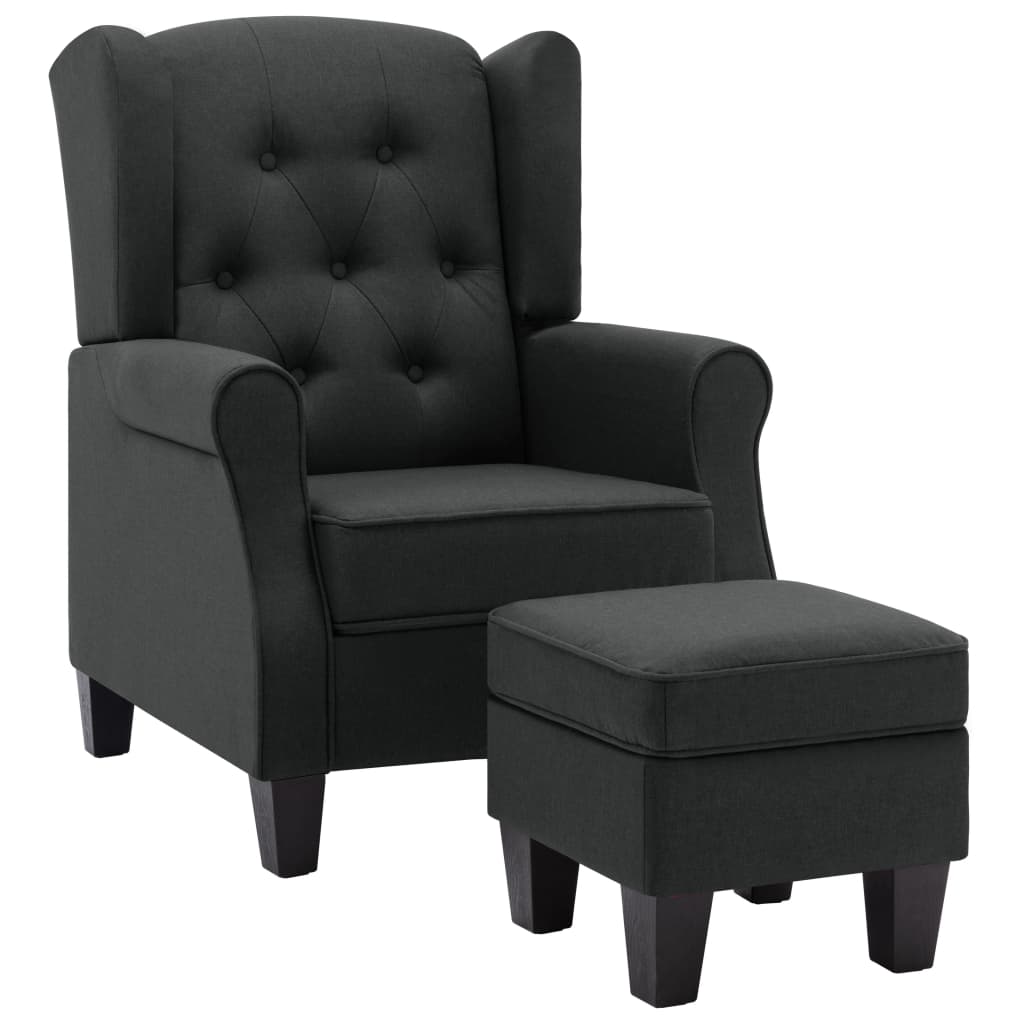 Fauteuil avec repose-pied Gris foncé Tissu - XIOS